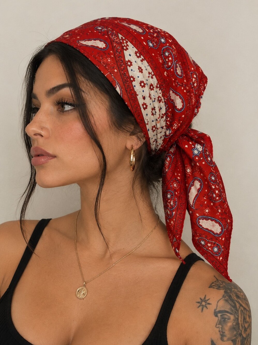 Vintage Red Paisley Bandana Scarf